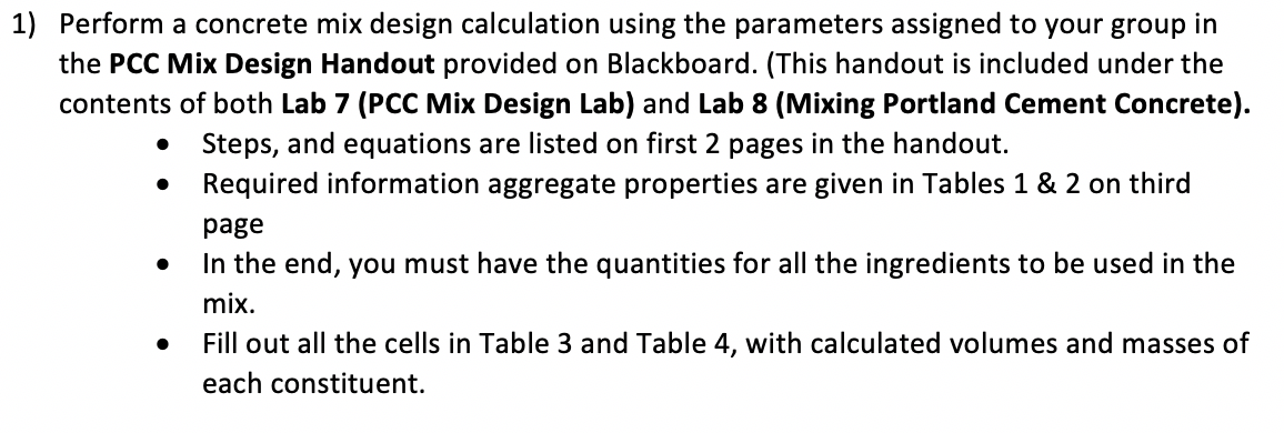1) Perform a concrete mix design calculation using | Chegg.com