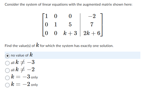 Solved Consider the system of ﻿linear equations with the | Chegg.com