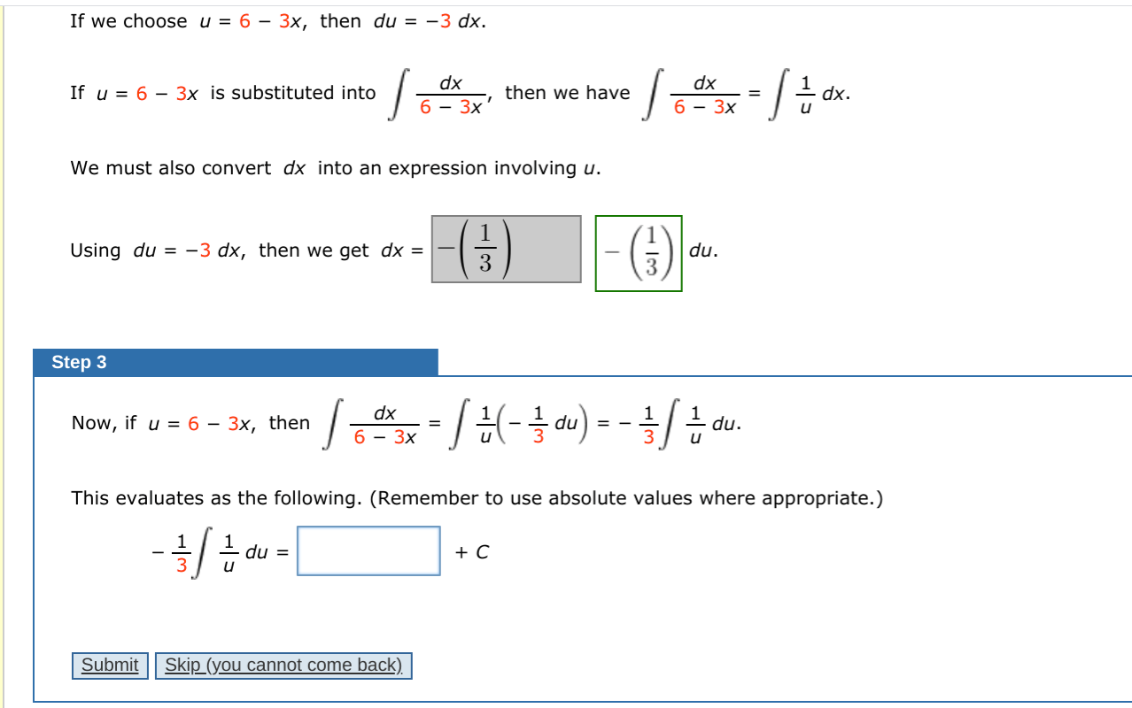 Solved If We Let U 1 2x4 Then Du 8x® Dx 8 R3 Step 2