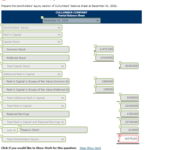 solved prepare the stockholders equity section of cullum chegg com microsoft balance sheet 2019