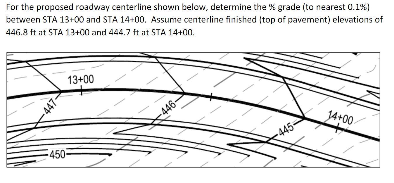 Solved For The Proposed Roadway Centerline Shown Below, | Chegg.com