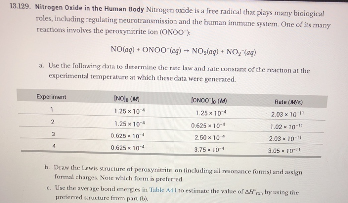 Solved 13.129. Nitrogen Oxide in the Human Body Nitrogen | Chegg.com