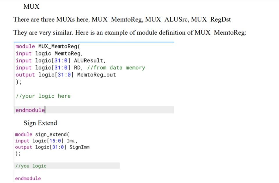 Please provide the system Verilog code for the | Chegg.com