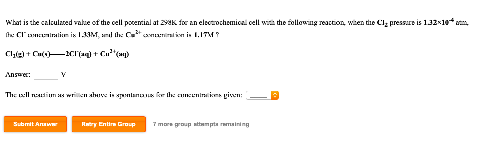 Solved What Is The Calculated Value Of The Cell Potential At | Chegg.com