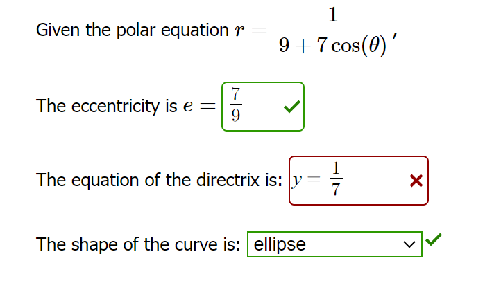 Solved Given the polar equation \\( r=\\frac{1}{9+7 \\cos | Chegg.com