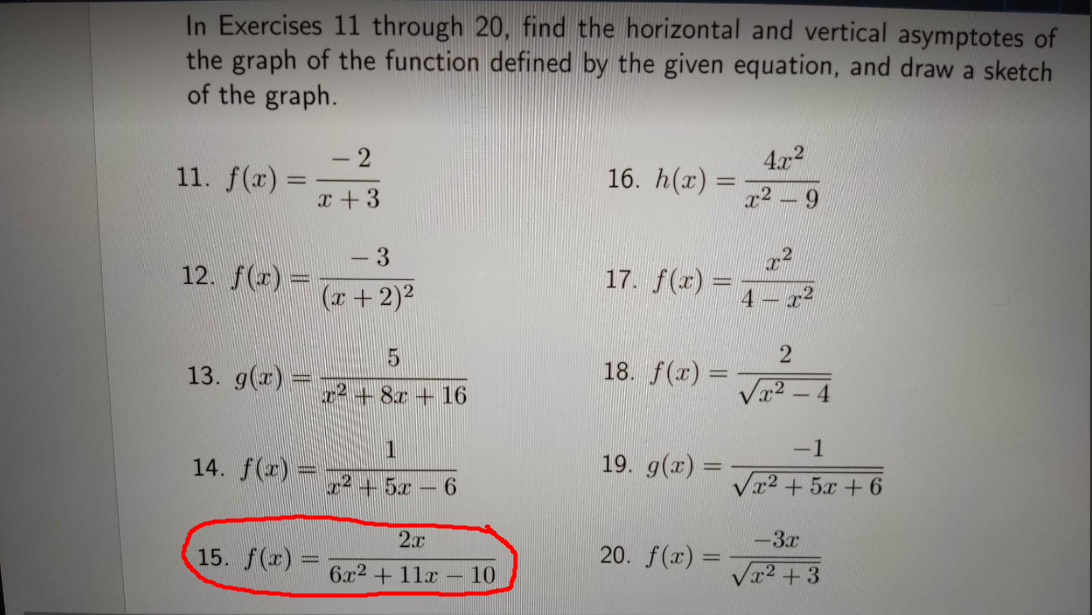 Solved In Exercises 11 through 20, find the horizontal and | Chegg.com