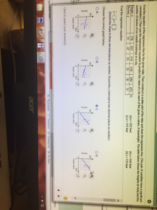 Solved Find the equation of the regression line for the | Chegg.com