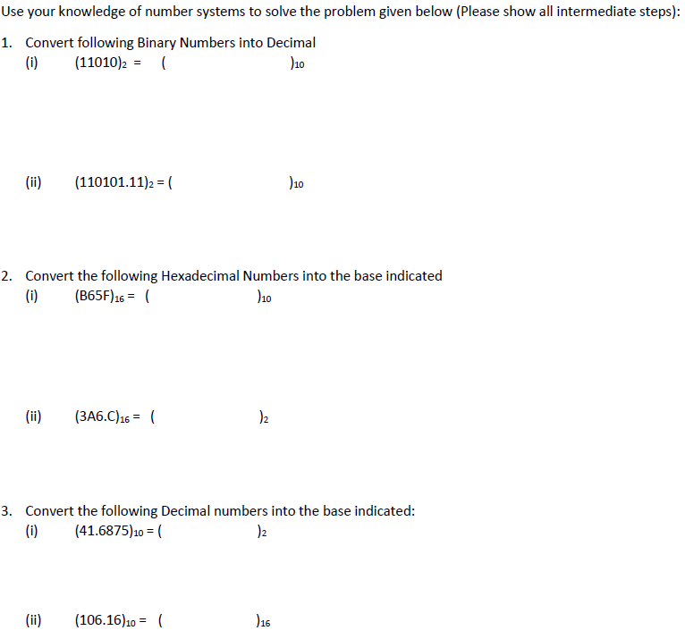 Solved Use your knowledge of number systems to solve the | Chegg.com