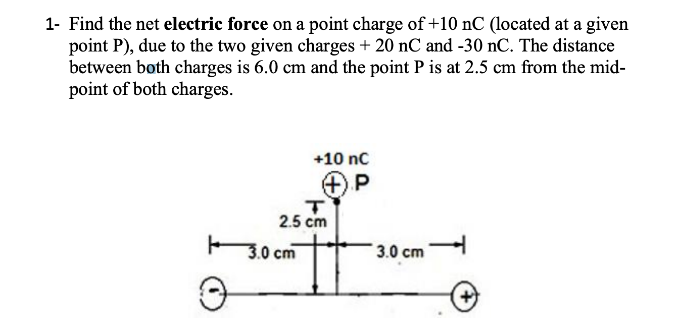 Solved 1- Find the net electric force on a point charge of | Chegg.com