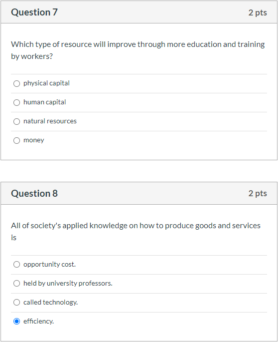 Solved Question 7 2 pts Which type of resource will improve | Chegg.com