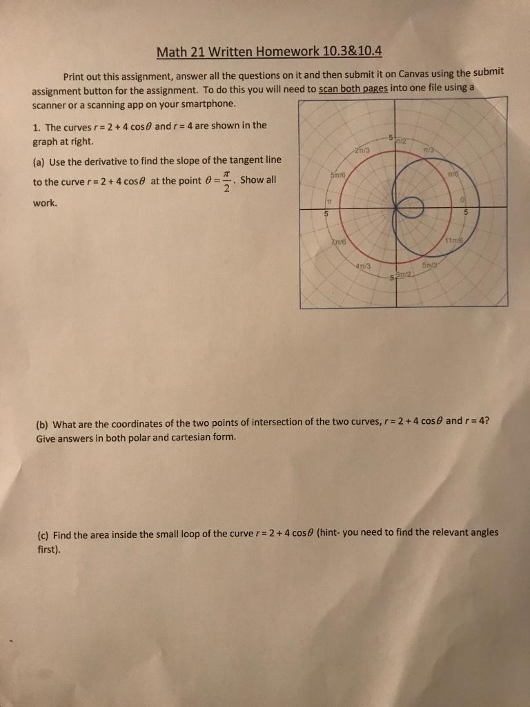 Solved Math 21 Written Homework 10.3& 10.4 Print out this | Chegg.com