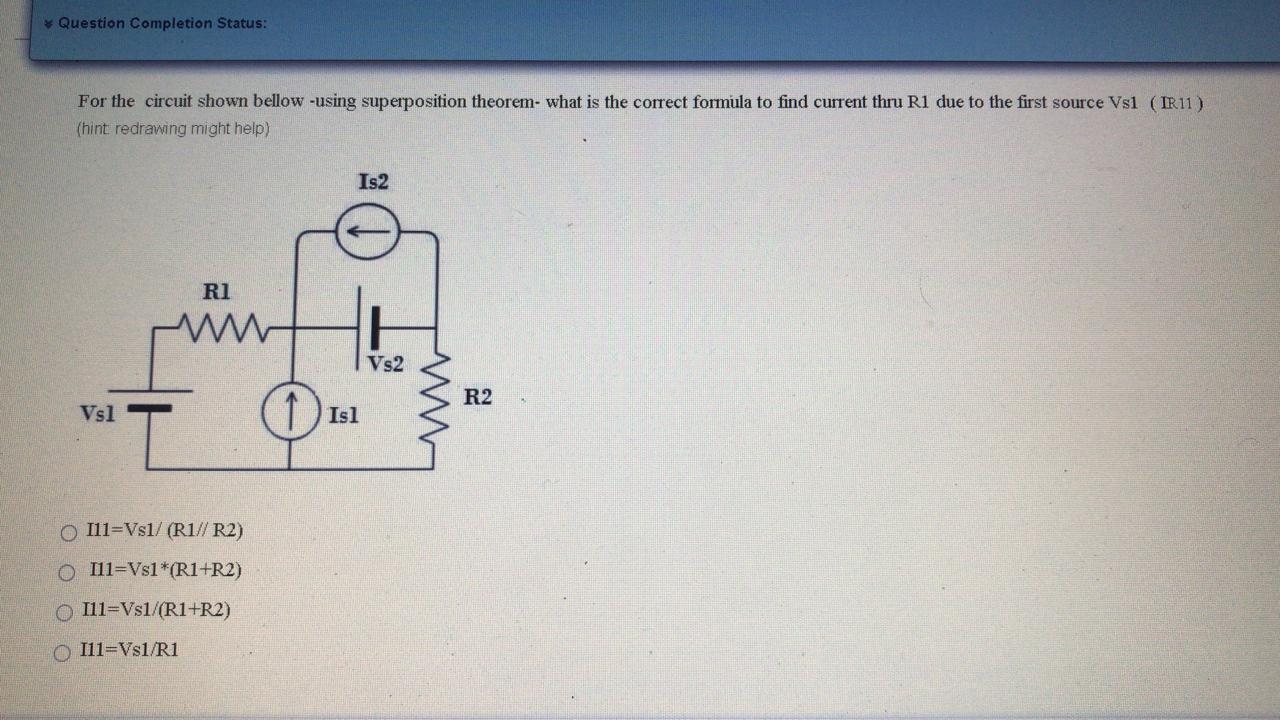 Solved * Question Completion Status: For the circuit shown | Chegg.com