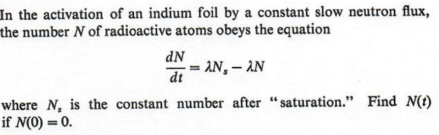 Solved In The Activation Of An Indium Foil By A Constant