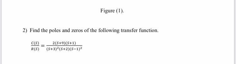 Solved Figure (1) 2) Find the poles and zeros of the | Chegg.com