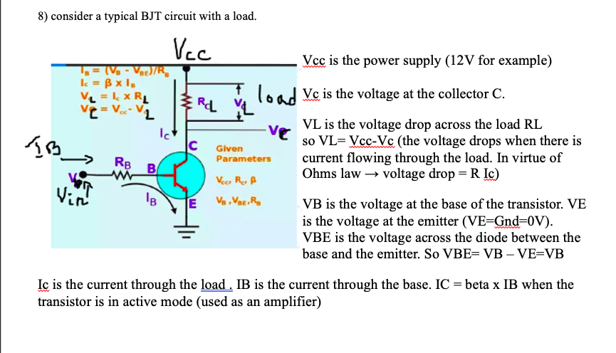 Solved 8 Consider A Typical Bjt Circuit With A Load Ve Chegg Com