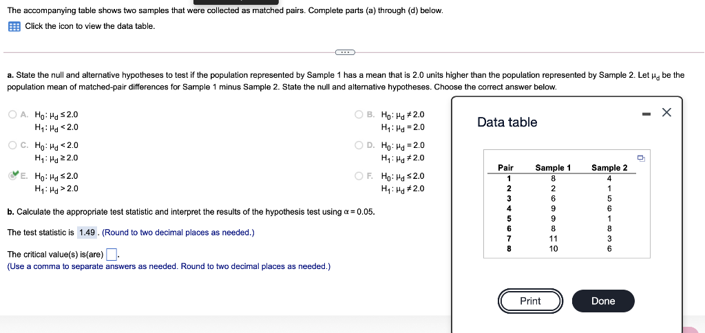 Solved The Accompanying Table Shows Two Samples That Were | Chegg.com