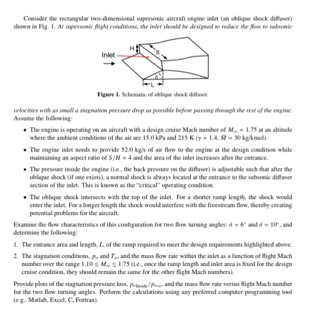Rectangular Supersonic Inlet Solved Consider the rectangular two-dimensional supersonic | Chegg.com