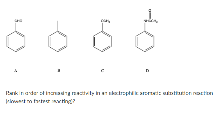 Solved Rank in order of increasing reactivity in an | Chegg.com