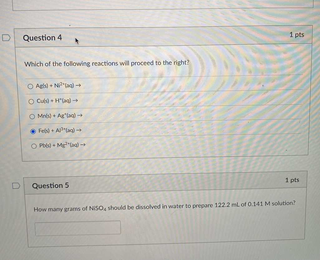 Solved Question 4 1 pts Which of the following reactions | Chegg.com
