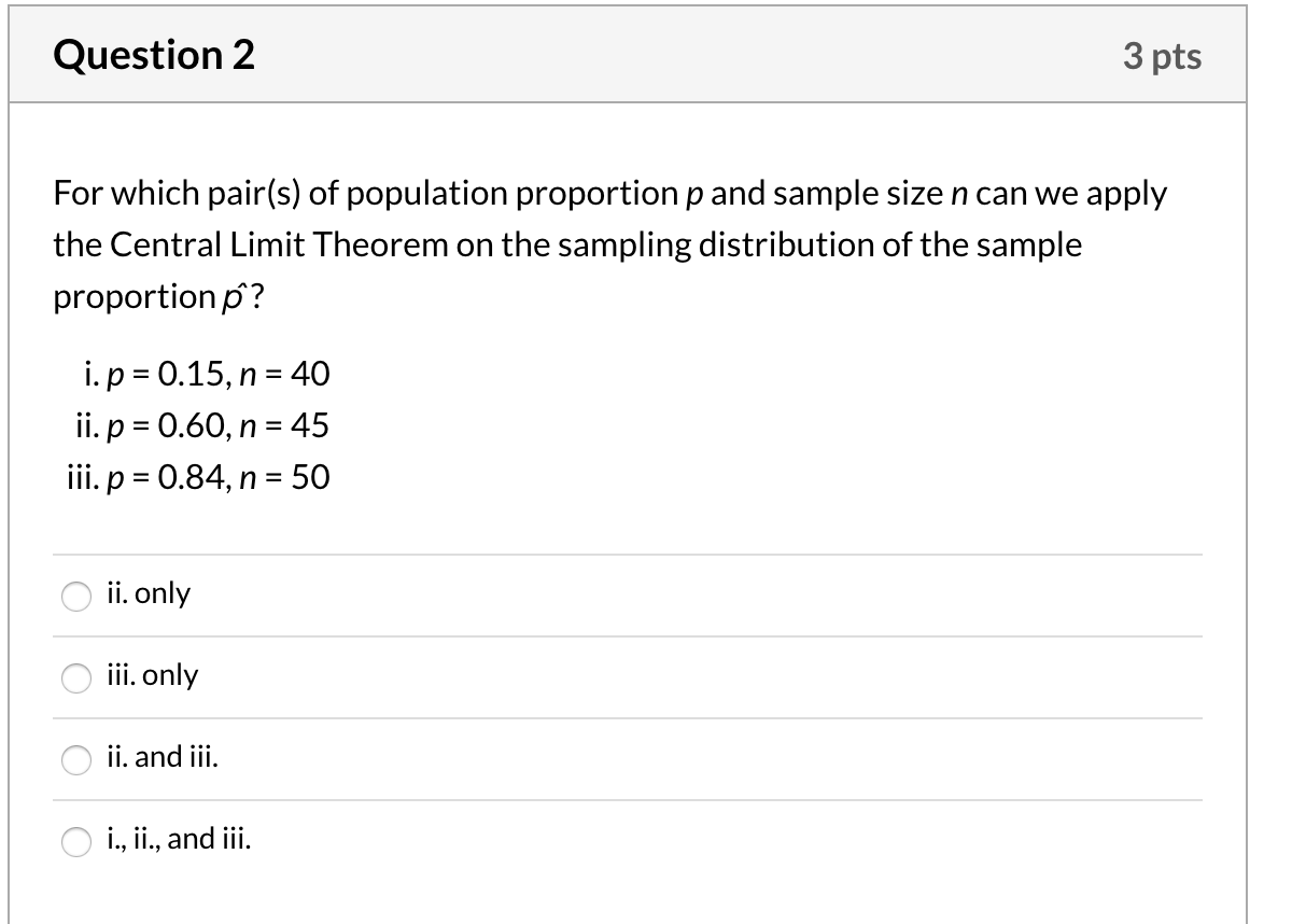 Solved Question 2 3 pts For which pair(s) of population | Chegg.com