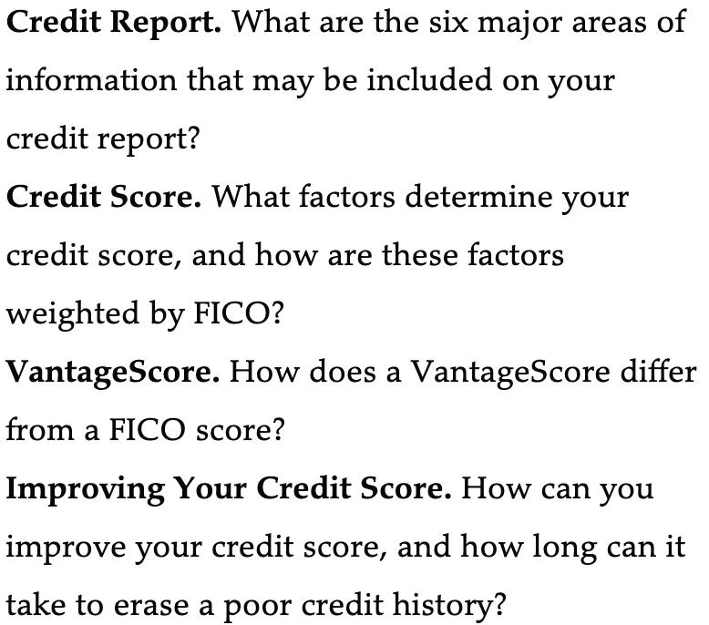 Quali sono le 6 principali aree di informazione che possono essere incluse nel tuo rapporto di credito?