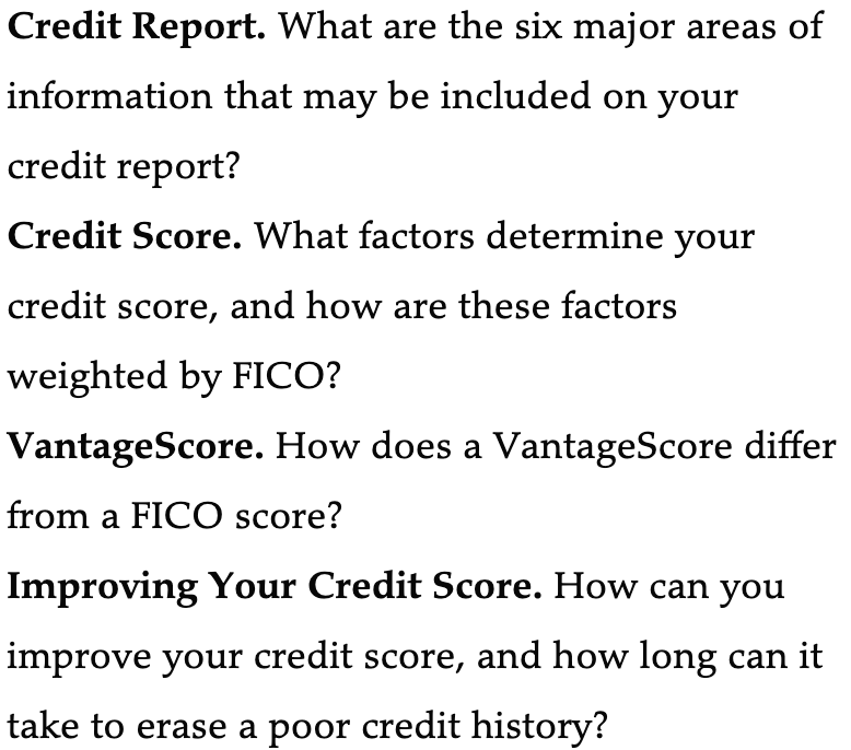 Quais são as 6 principais áreas de informação que podem ser incluídas no seu relatório de crédito?