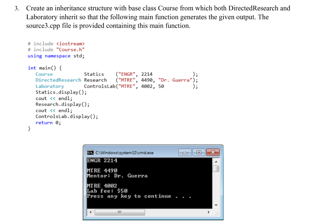 Solved Create an inheritance structure with base class | Chegg.com