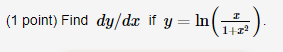 \( y=\ln \left(\frac{x}{1+x^{2}}\right) \)