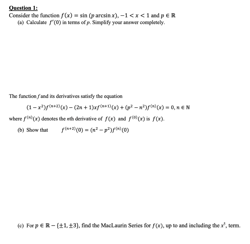 Solved Question 1: Consider the function | Chegg.com