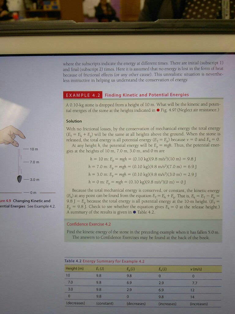 Solved example 4.2 on page 90. A 1.0 kg mass stone is Chegg