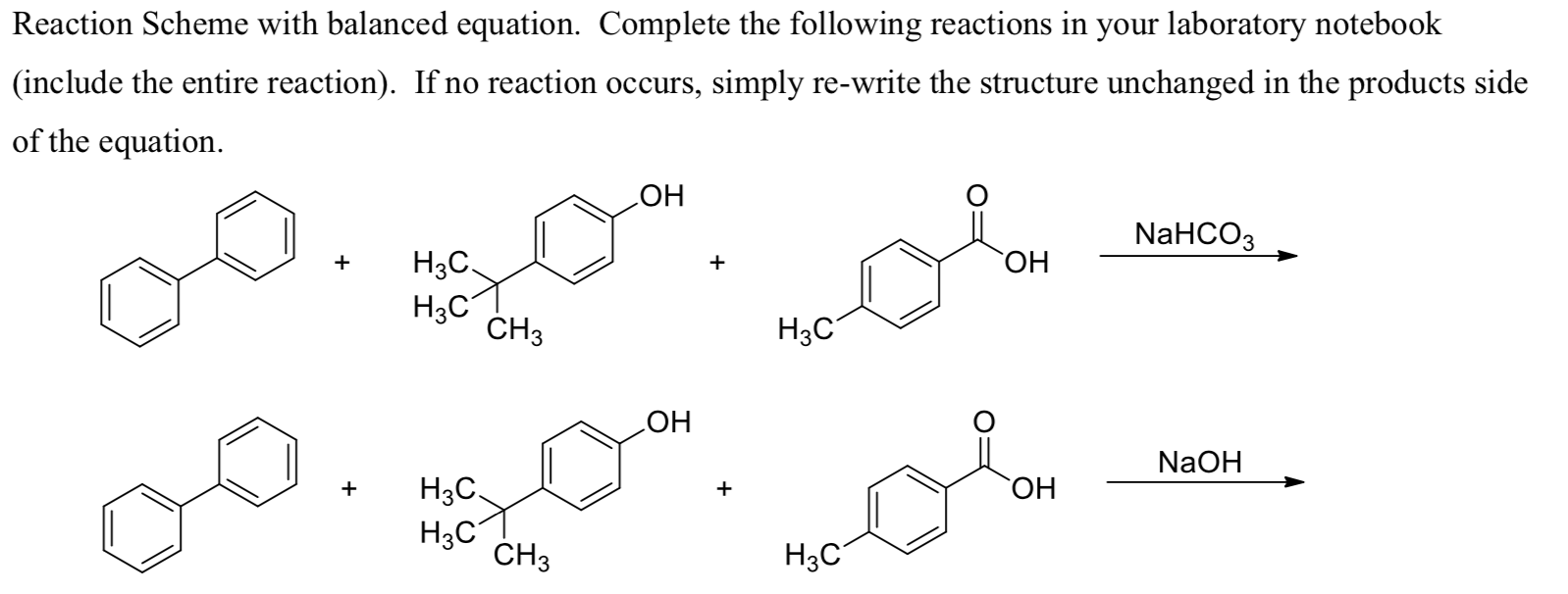 Solved Reaction Scheme with balanced equation. Complete the | Chegg.com