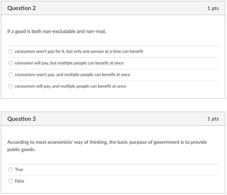 Solved Question 2 1 Pts If A Good Is Both Non Excludable And Chegg Com