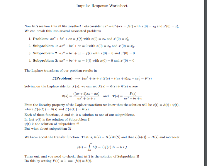 Impulse Response Worksheet Now Let S See How This Chegg Com