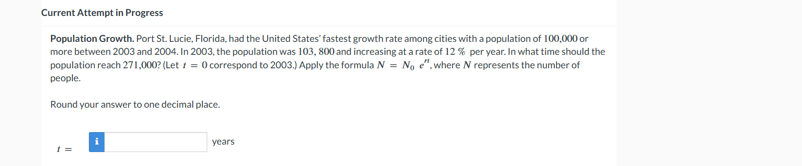 Solved Population Growth. Port St. Lucie, Florida, Had The | Chegg.com