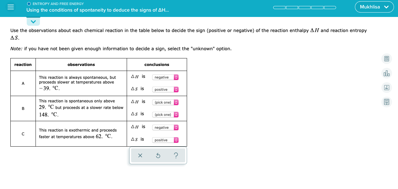 Solved O ENTROPY AND FREE ENERGY Using the conditions of | Chegg.com