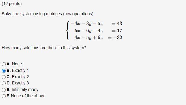 Solved Solve the system using matrices row operations Chegg