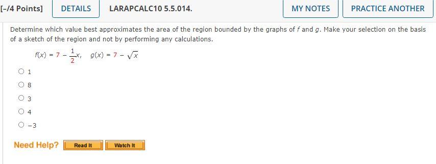 Solved Determine Which Value Best Approximates The Area Of | Chegg.com