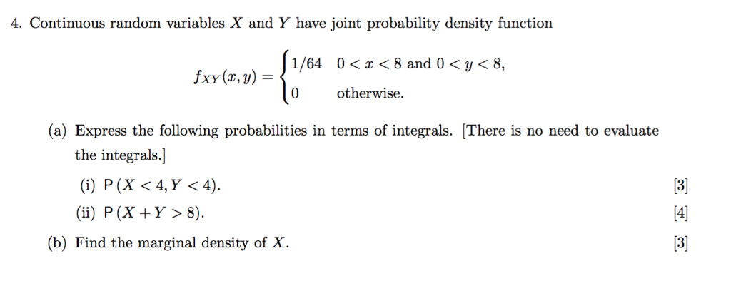 Solved 4. Continuous random variables X and Y have joint | Chegg.com