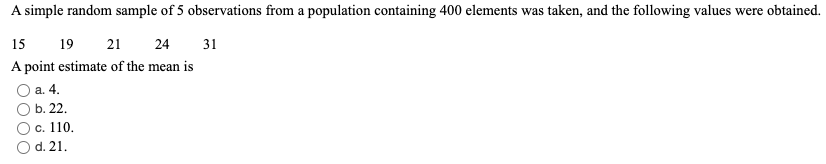 Solved A simple random sample of 5 observations from a | Chegg.com