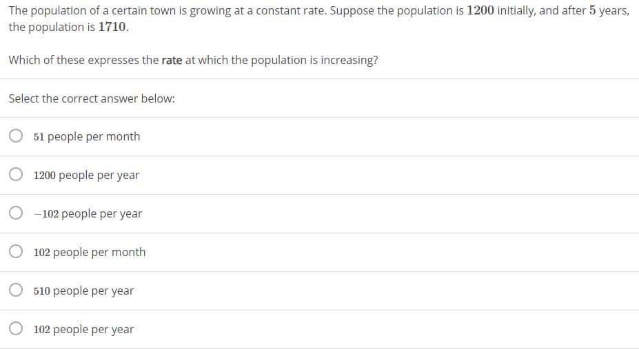 Solved The population of a certain town is growing at a | Chegg.com