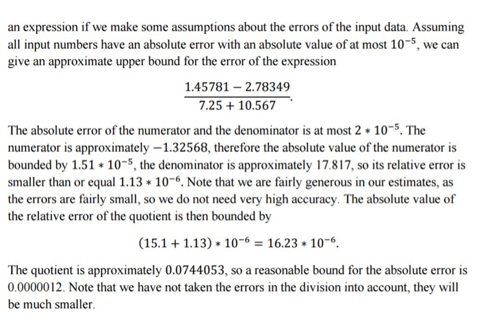 Solved 2. Give an estimate for the absolute errors in the | Chegg.com