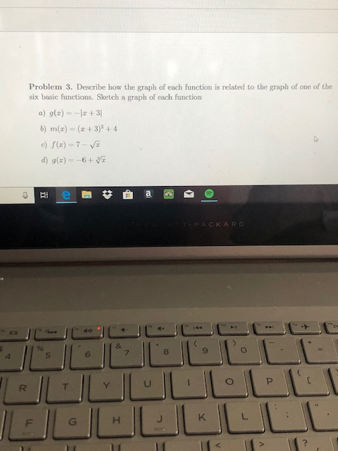 Solved Problem 3. Describe how the graph of each function is | Chegg.com