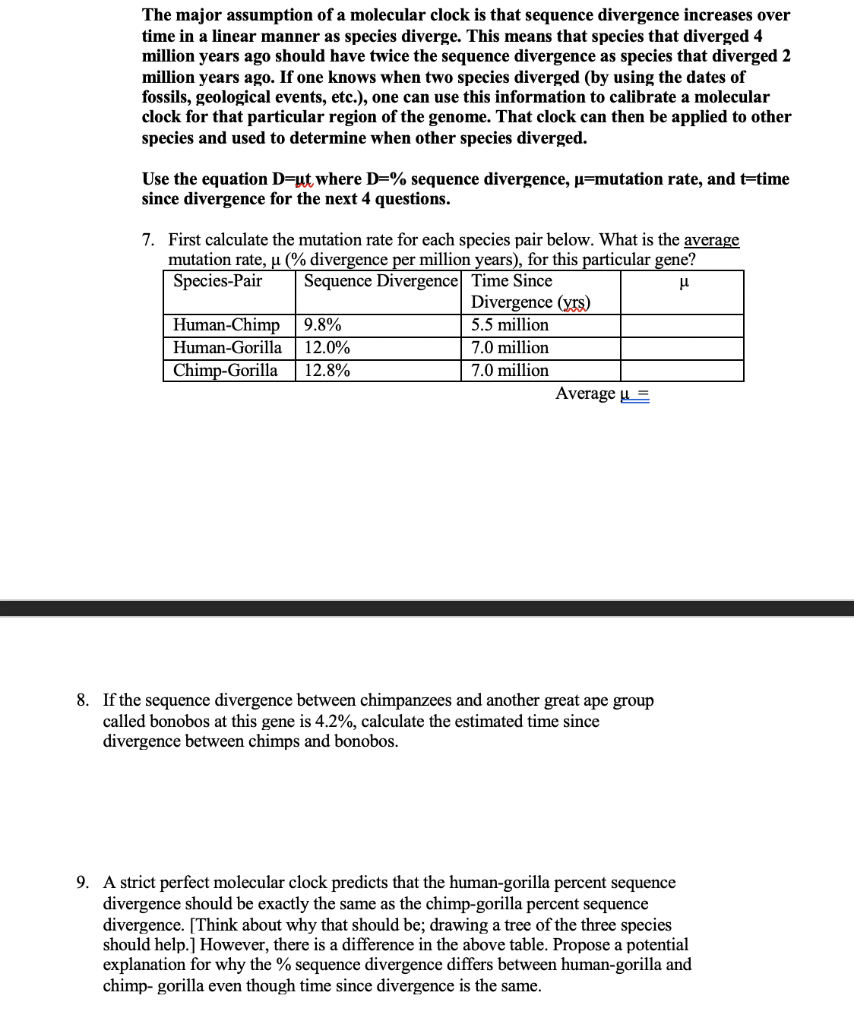 PART I USING A MOLECULAR CLOCK A molecular clock
