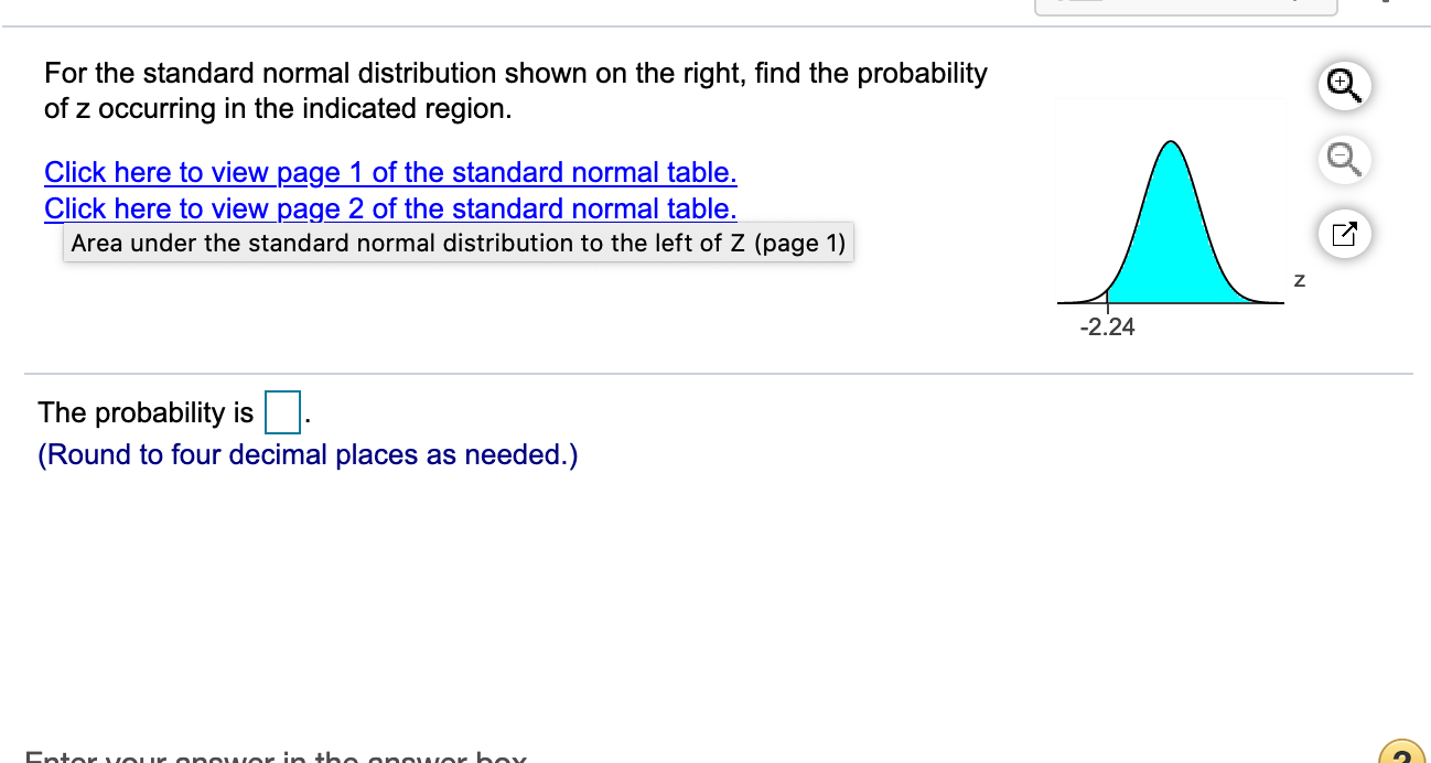 Solved For the standard normal distribution shown on the | Chegg.com