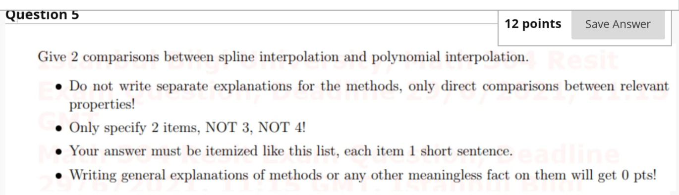 Solved Question 5 12 points Save Answer Give 2 comparisons | Chegg.com