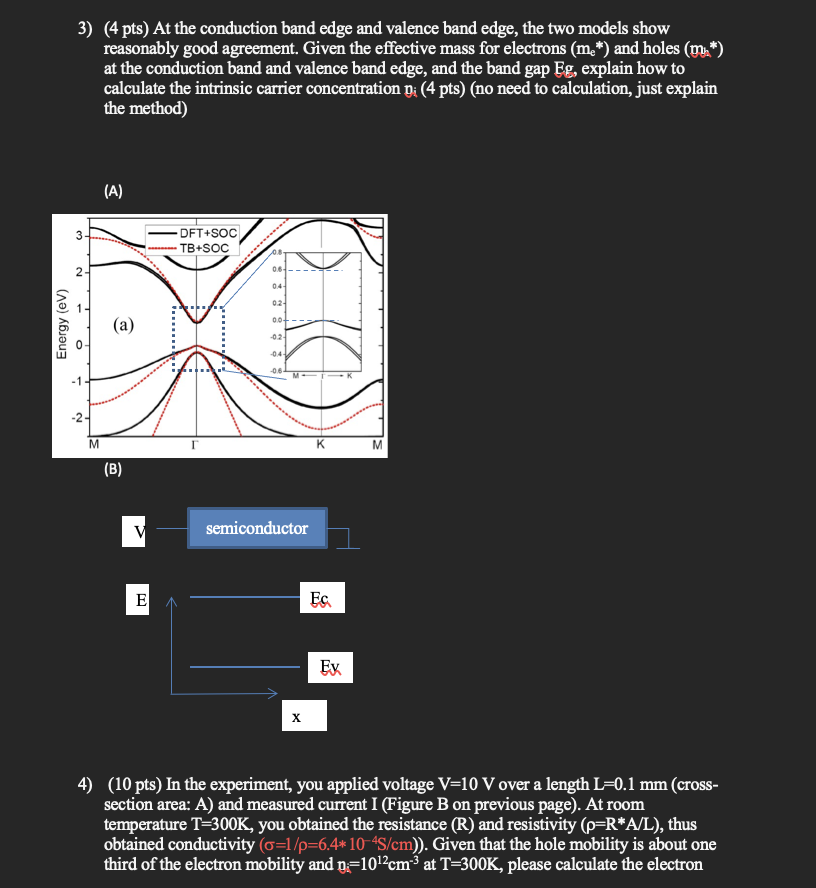3) (4 pts) At the conduction band edge and valence | Chegg.com