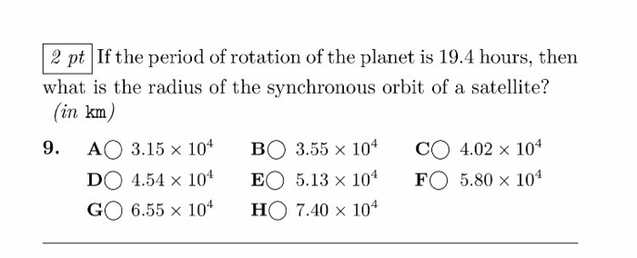 Solved If the period of rotation of the planet is 19.4 | Chegg.com