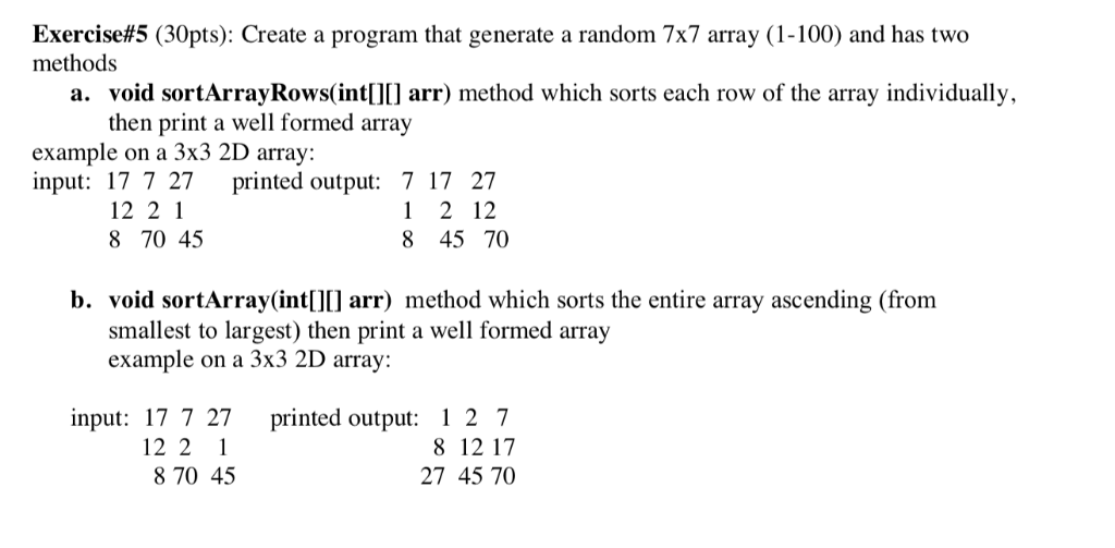Solved Exercise#5 (30pts): Create a program. that generate a | Chegg.com