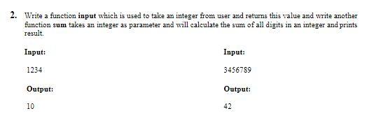 Solved 2. Write a function input which is used to take an | Chegg.com