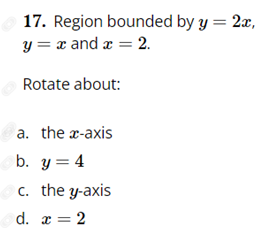 Solved for c. and d. please explain using disk and washer | Chegg.com